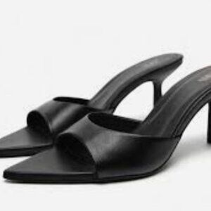 Zara black mule sandals NWT